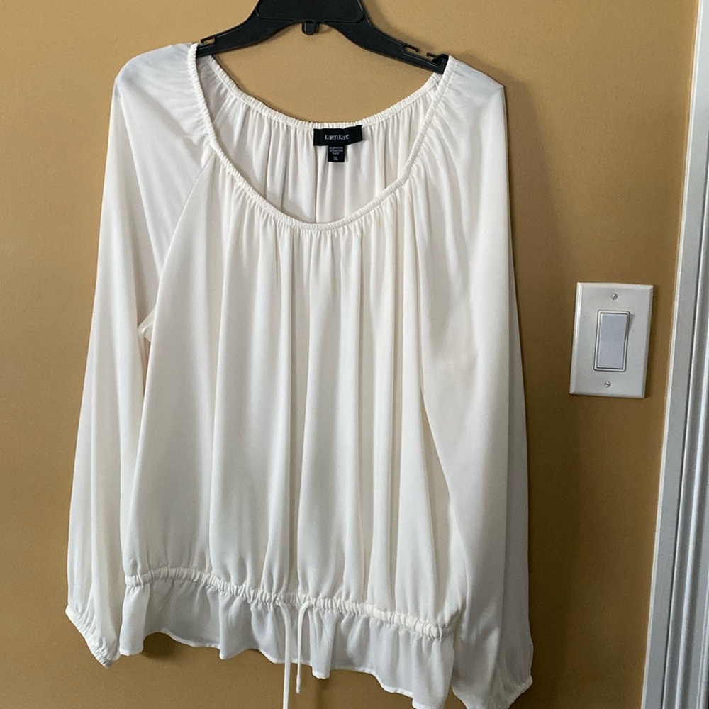 Karen Kane Cream Long Sleeve Peasant Blouse